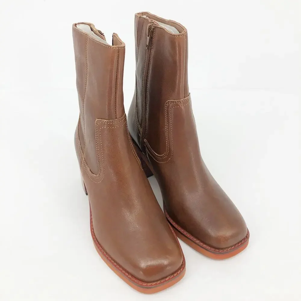 Seychelles Womens Turbulent Mid Calf Booties Size 6 Brown Leather NWOB